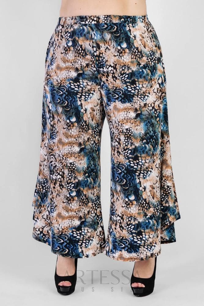 Трикотажные юбка-брюки на резинке, синие