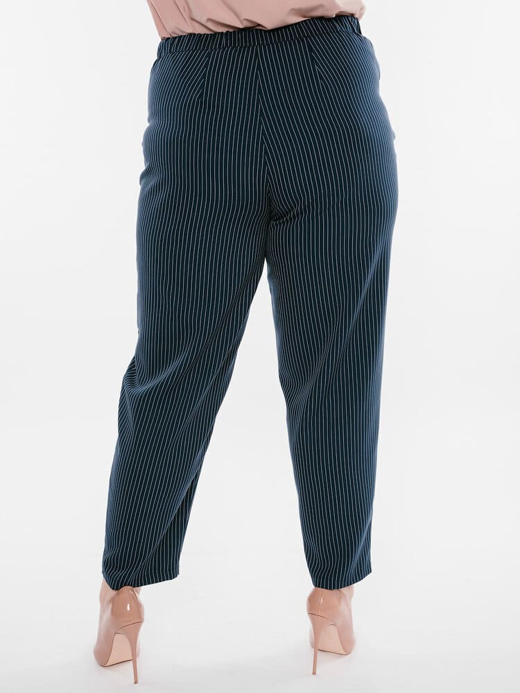 Укороченные брюки в полоску со стрелками, темно-синие