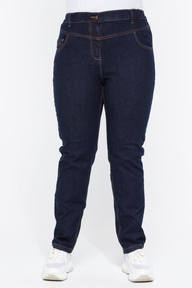Классические прямые джинсы, темно-синие