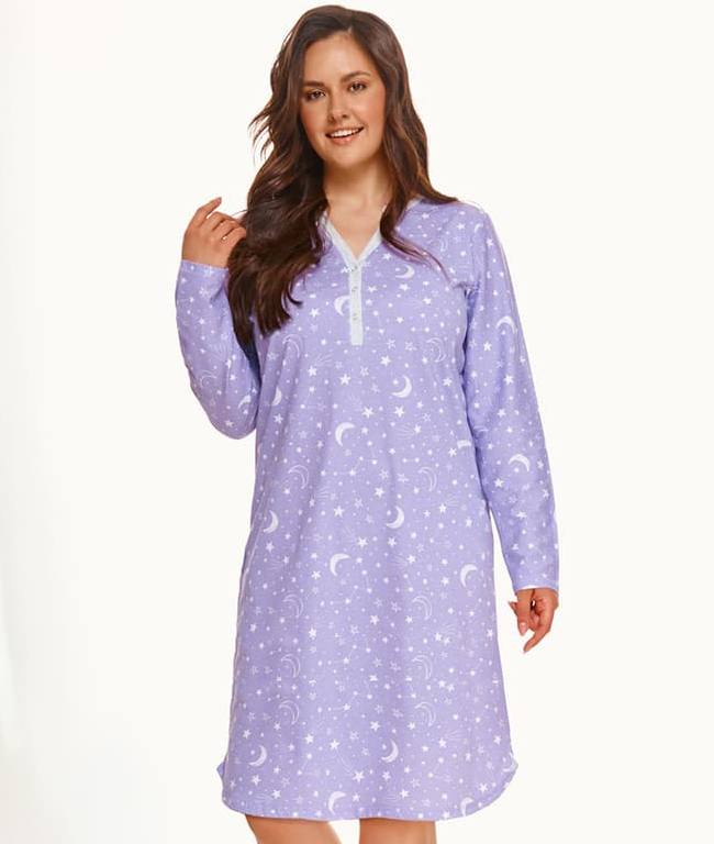 Свободное домашнее платье со звездным принтом, фиолетовая
