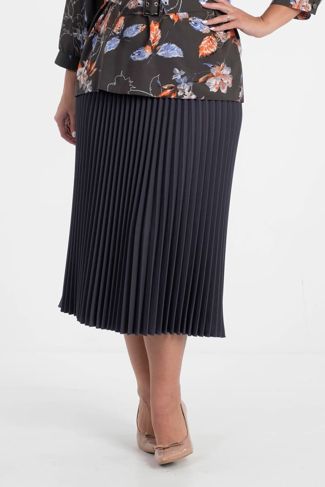Гофрированная юбка на резинке, темно-серая