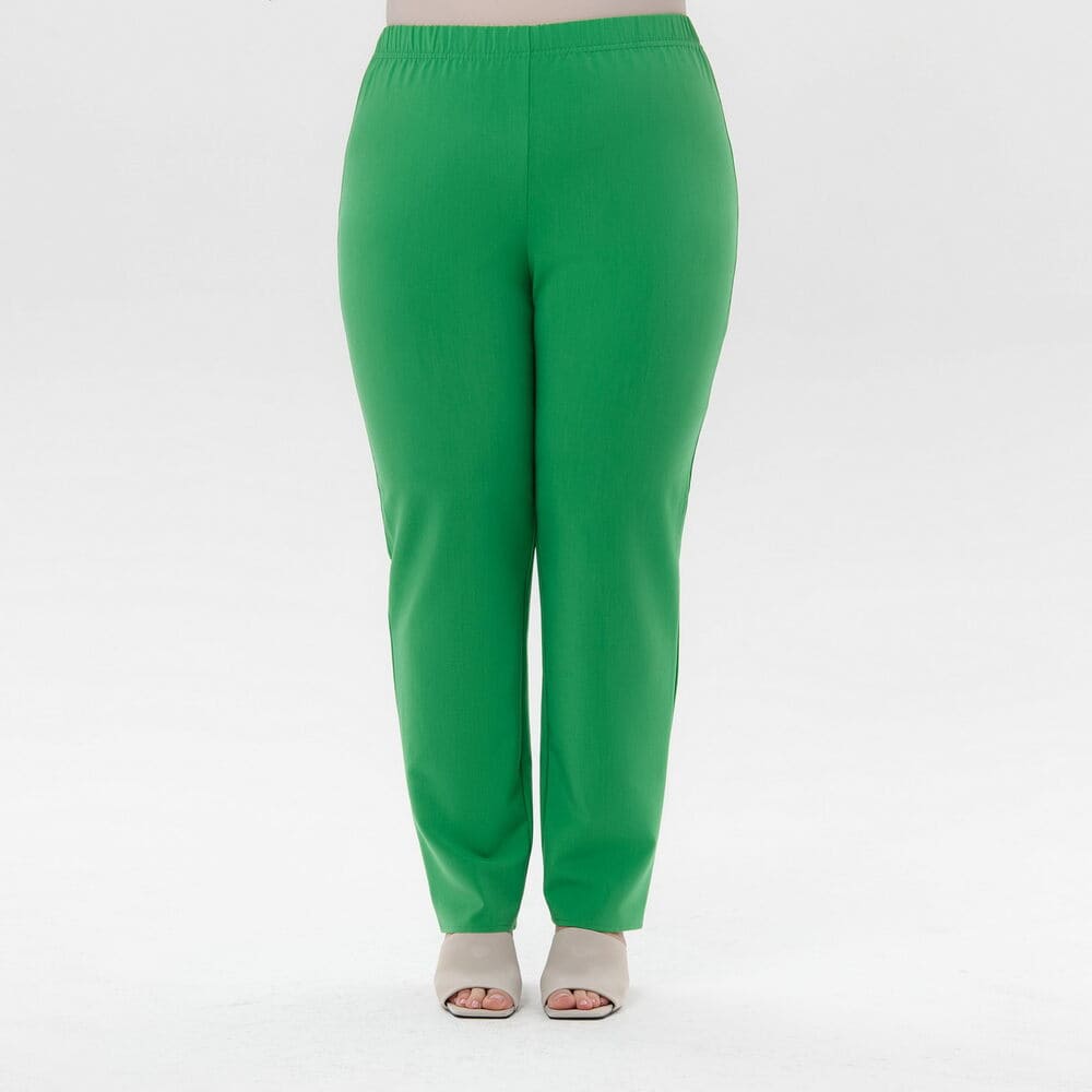 Зауженные однотонные брюки на резинке, сочная зелень