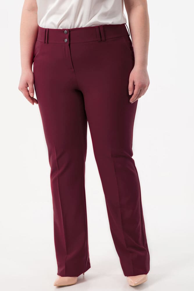 Классические прямые брюки со шлевками, бордо