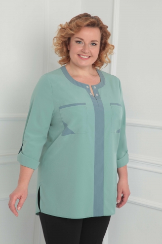 Блуза двух оттенков из ниагары, зеленая