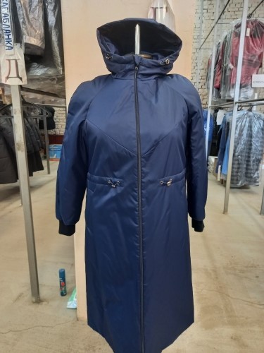 Демисезонное пальто с кулисами, темно-синее