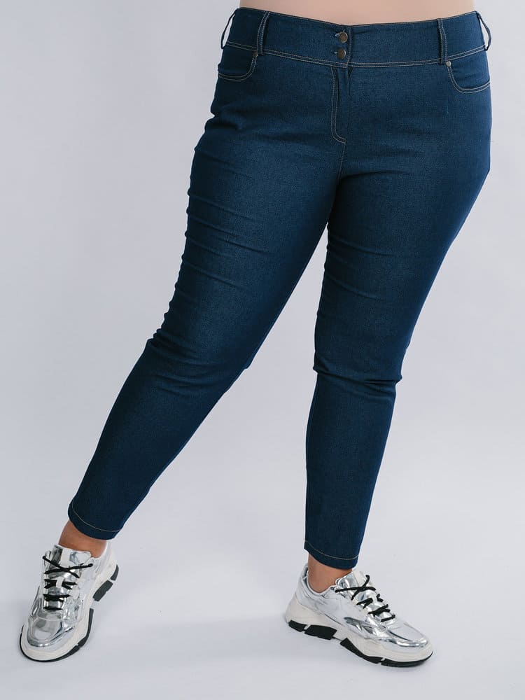Классические зауженные джинсы, тёмно-синие