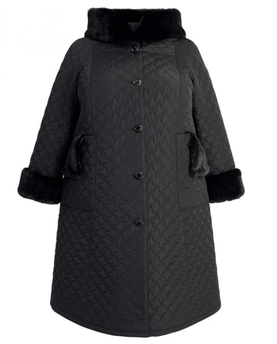 Зимнее пальто с геометрической стежкой, чёрное