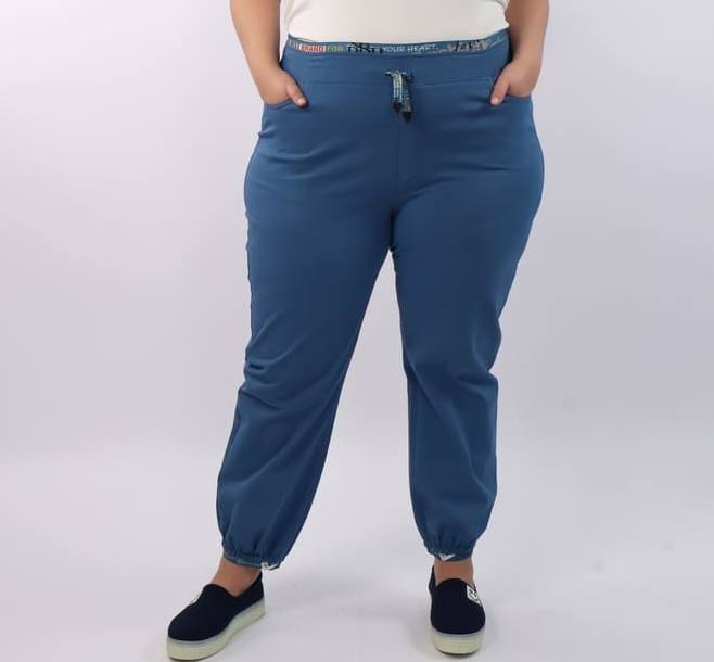 Зауженные брюки из плотного трикотажа, темно-синие