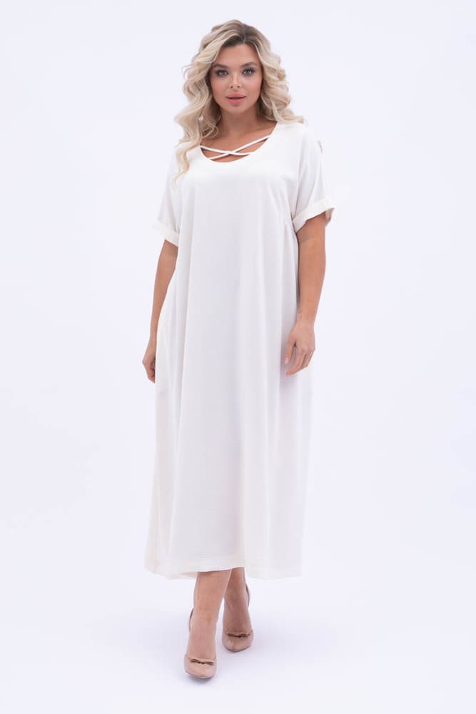 Длинное платье с перекрестным элементом, белое