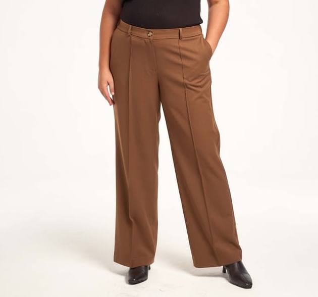 Прямые брюки с имитацией задних карманов, коричневые