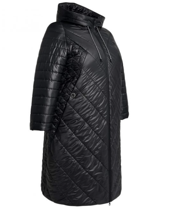 Демисезонное пальто с комбинированной стежкой, черное