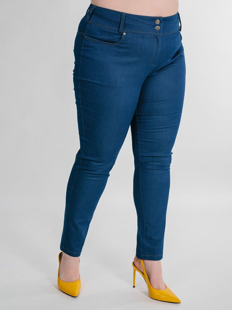 Классические зауженные джинсы, темно-синие
