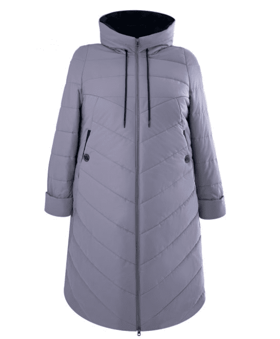 Демисезонное пальто с комбинированной стежкой, серое