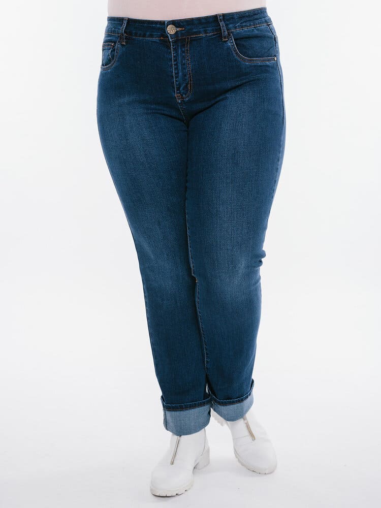 Зауженные джинсы с тремя карманами, темно-синие