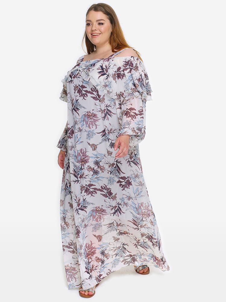 Длинное шифоновое платье-сарафан, светлое