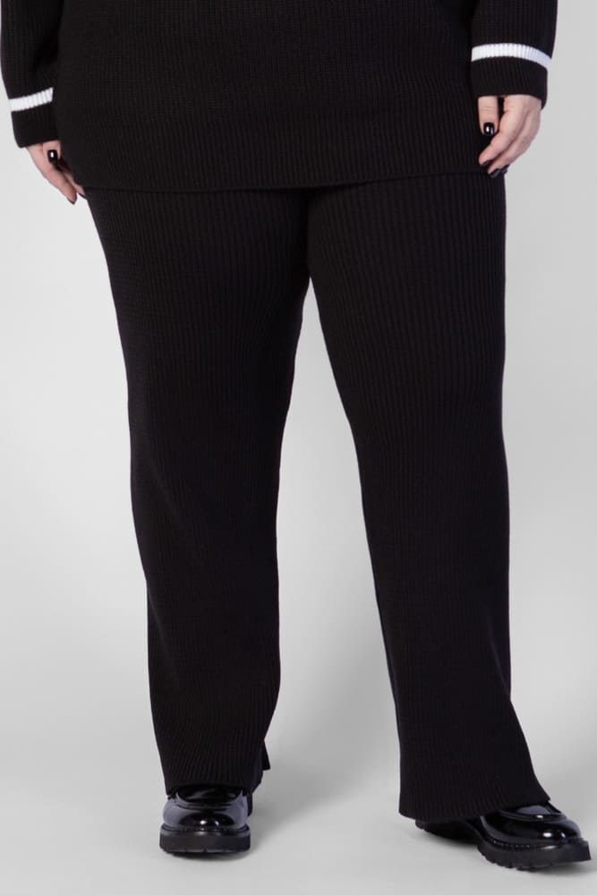 Свободные брюки из вязаного трикотажа, черные