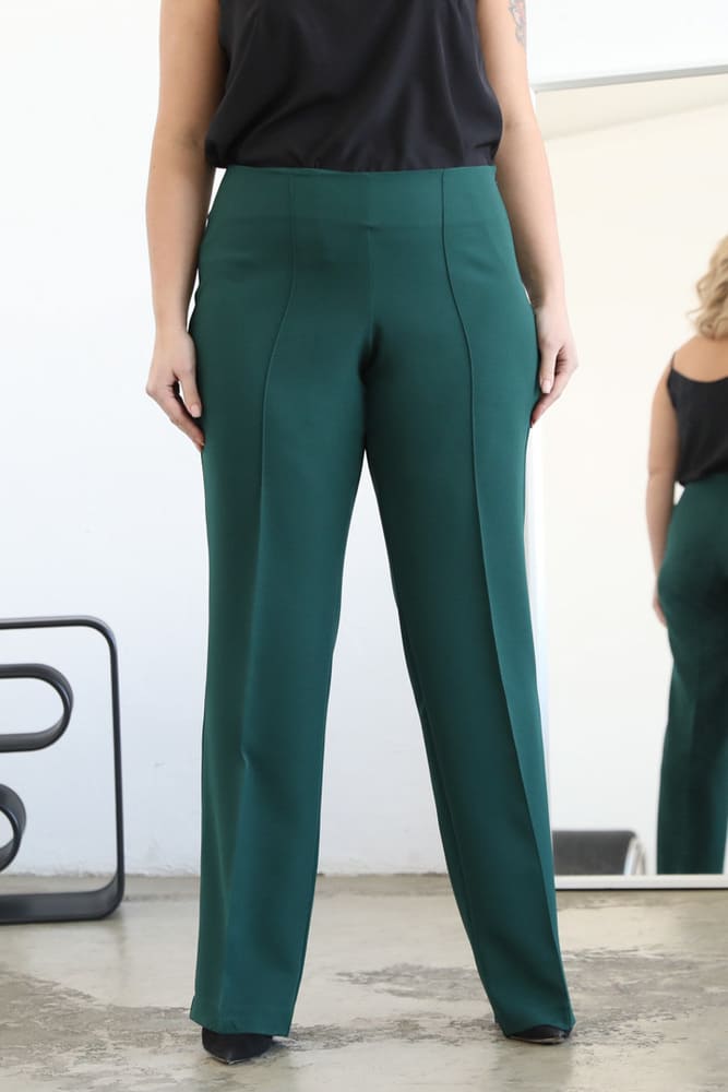 Классические брюки с декоративными отсрочками, зеленые