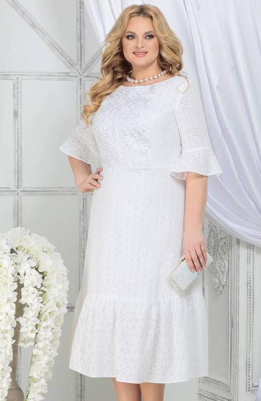 Хлопковое платье с кружевным декором, белое
