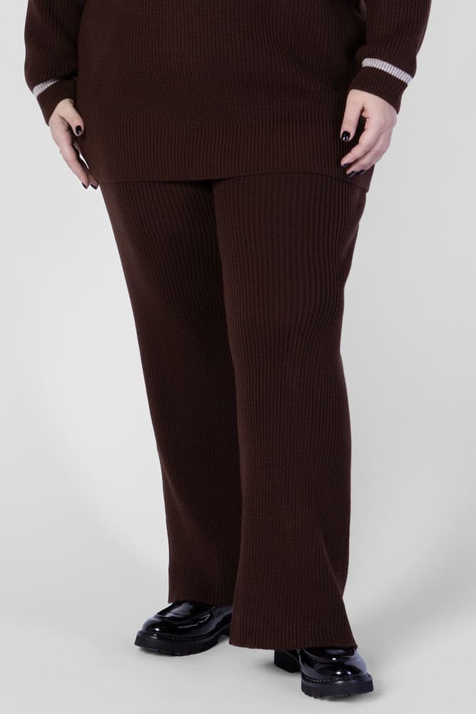 Свободные брюки из вязаного трикотажа, коричневые