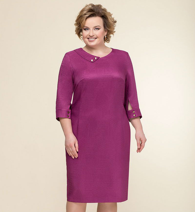 Приталенное платье с дизайнерским воротником, фиолетовое