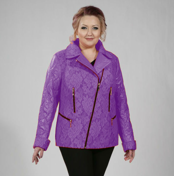 Легкая куртка с косой застежкой, фиолетовая