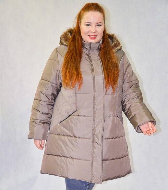 Куртка с двойным утеплителем и эко-мехом, бежевая