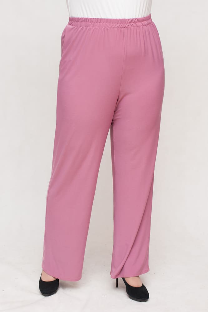 Прямые брюки из легкого трикотажа, розовые