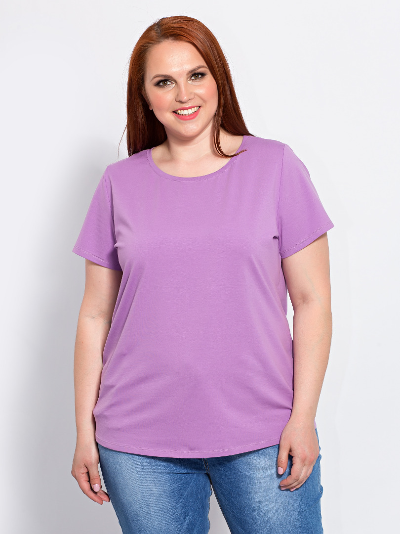 Женская майка больших размеров купить. Футболки женские больших размеров. Фиолетовая футболка женская. Однотонные футболки больших размеров. Лавандовая футболка женская.