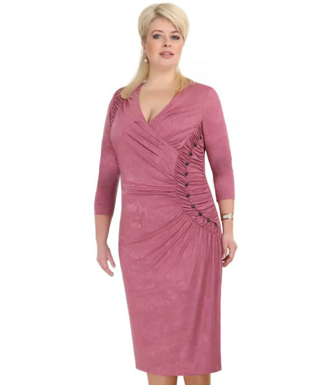 Платье с кружевом на спинке и декором, розовое