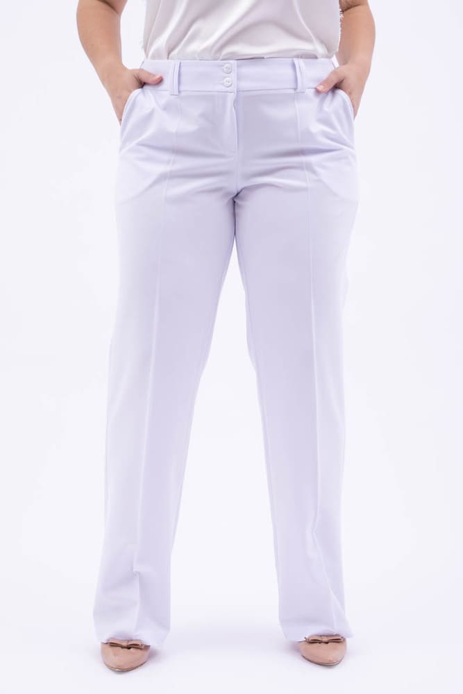 Классические прямые брюки со шлевками, белые