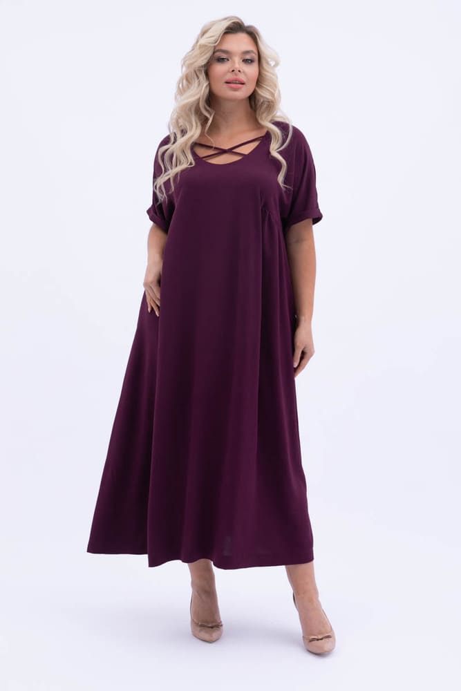 Длинное платье с перекрестным элементом, фиолетовое