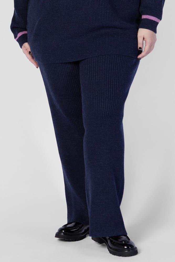 Свободные брюки из вязаного трикотажа, темно-синие