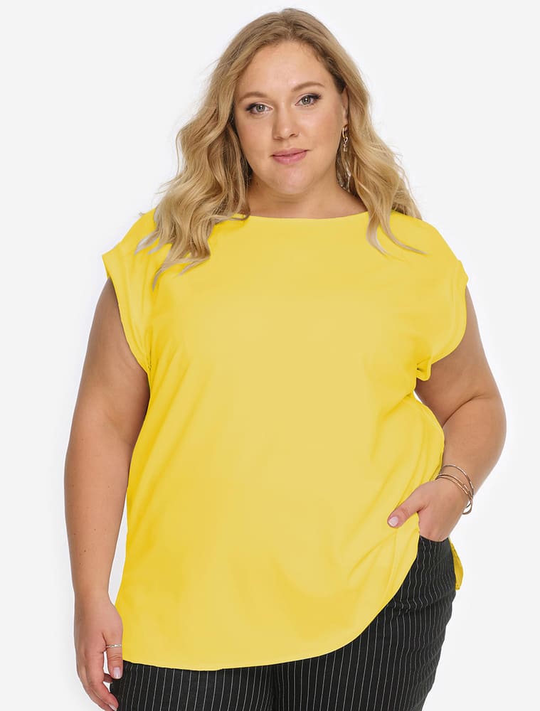 Свободная блузка со спущенным плечом, желтая