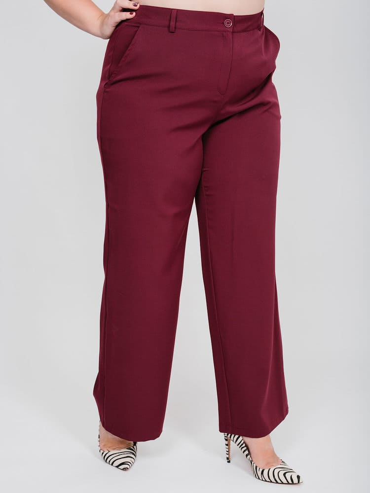 Классические брюки с карманами и стрелками, бордо