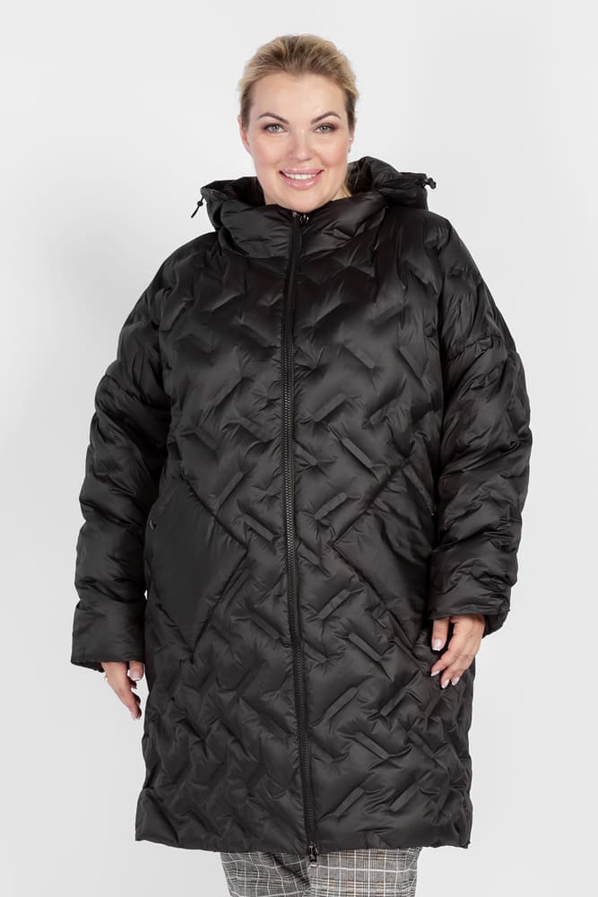 Свободное пальто с большими накладными карманами, черное