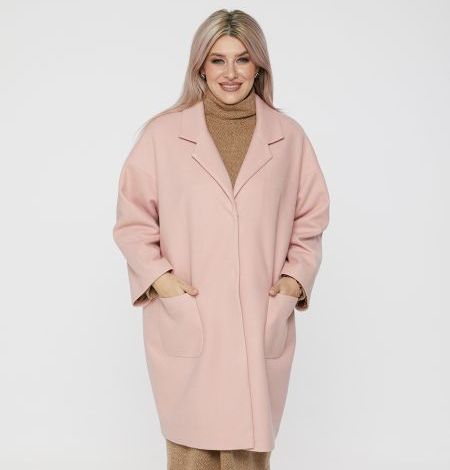 Классическое свободное пальто на кнопках, розовое