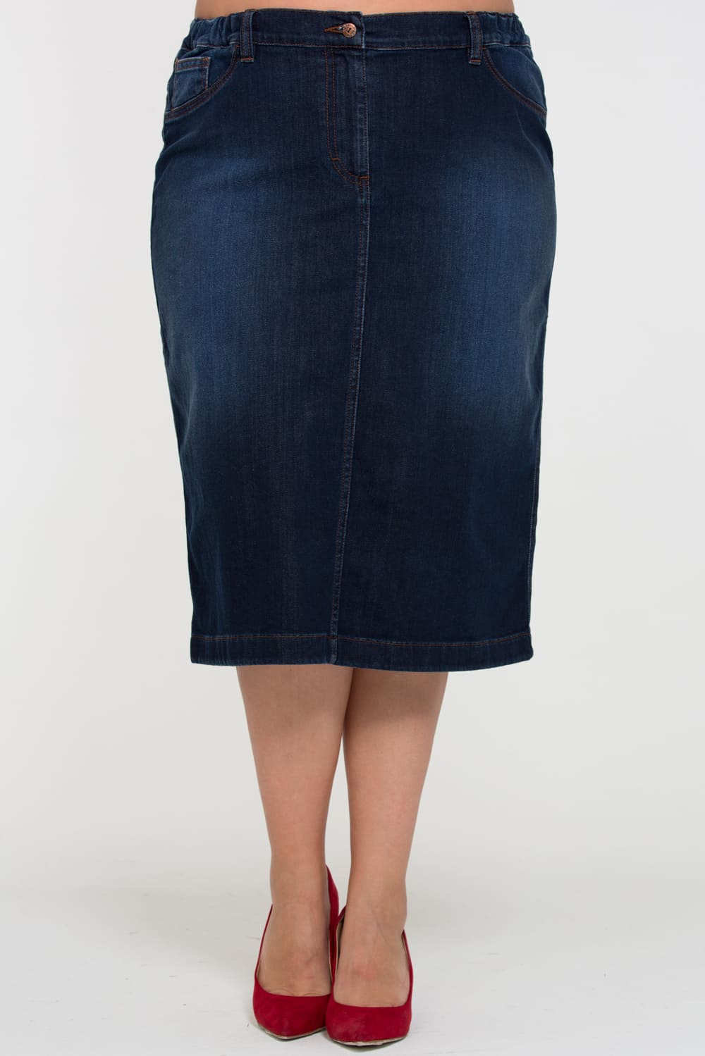 Классическая джинсовая юбка с задними карманами