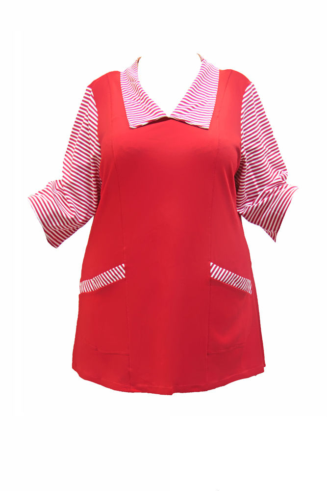 Комфортная трикотажная блуза, красная