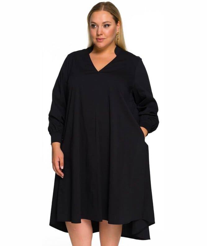 Трапециевидное платье с асимметричным низом, черное