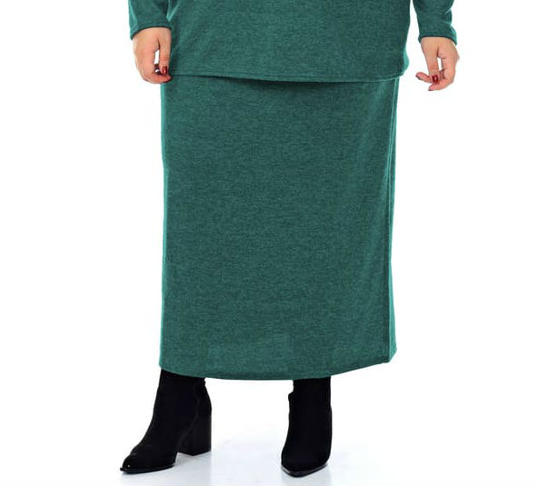 Длинная прямая юбка на резинке, зеленая