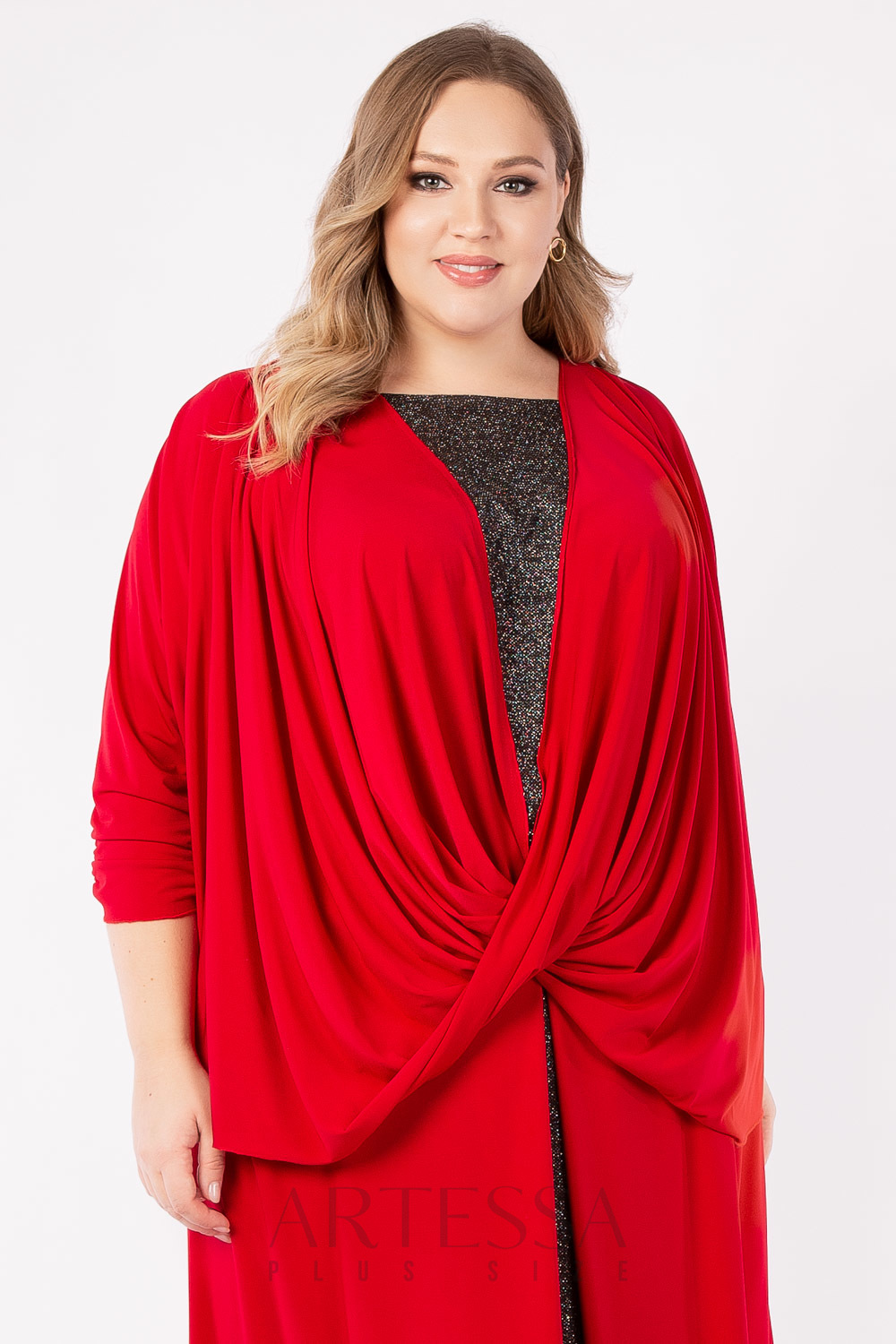 Легкая свободная блузка в античном стиле, красная