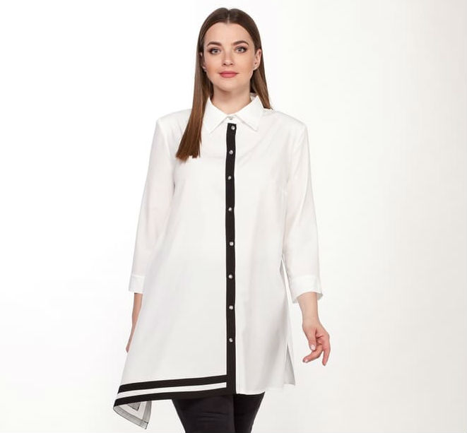 Свободная асимметричная блузка, белая