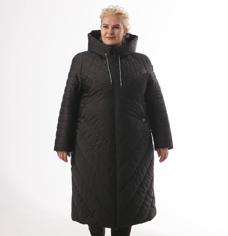 Трапециевидное пальто с большим капюшоном, черное