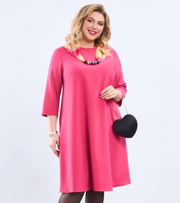 Расклешенное платье с декоративным шарфом, розовое