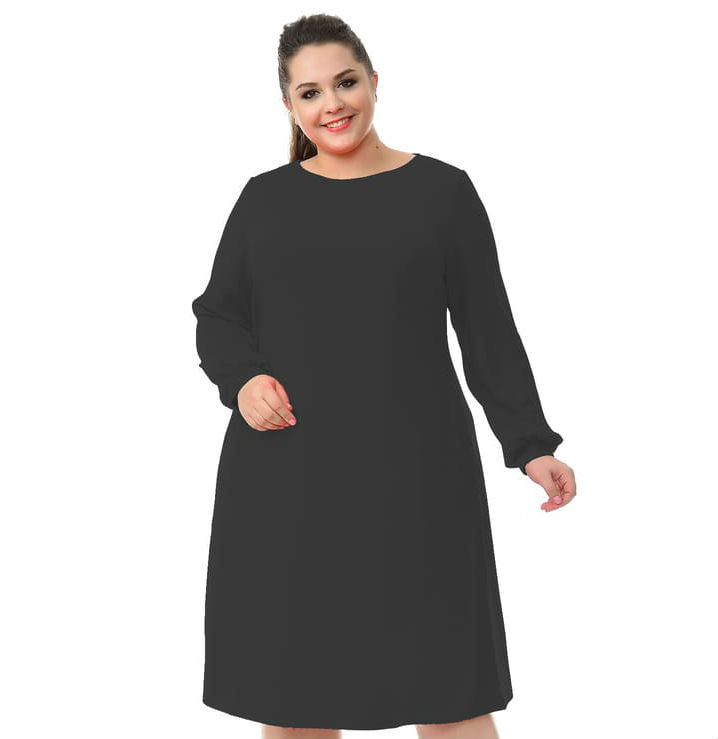 Трикотажное платье с легкой сборкой на рукаве, черное