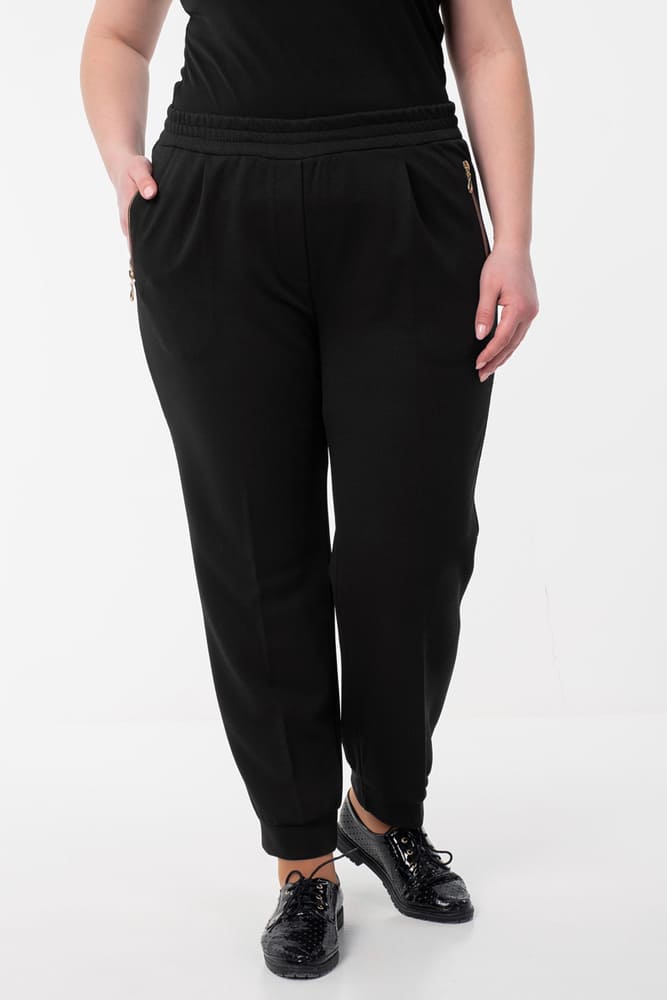 Трикотажные брюки с имитацией застежки, черные