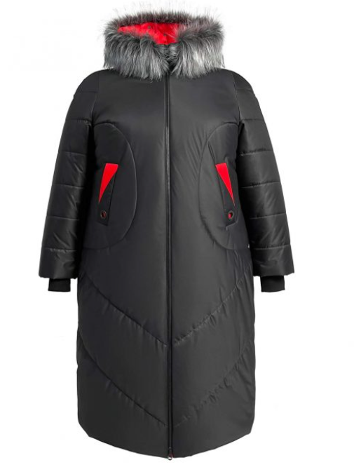 Свободное пальто с красной отделкой, черное