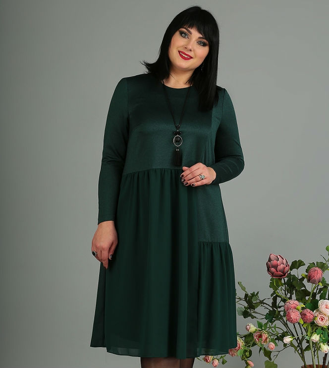 Комбинированное платье с подрезами, зеленое