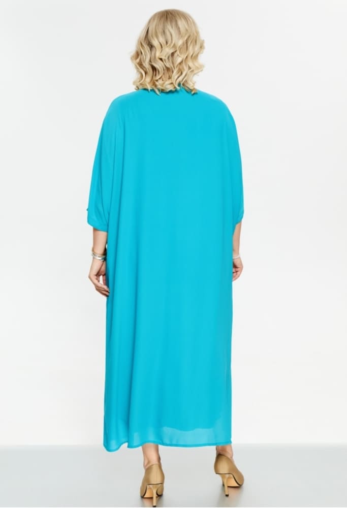 Женское свободное длинное платье из джерси с V-образным вырезом и коротким рукавом ( Размер Free)