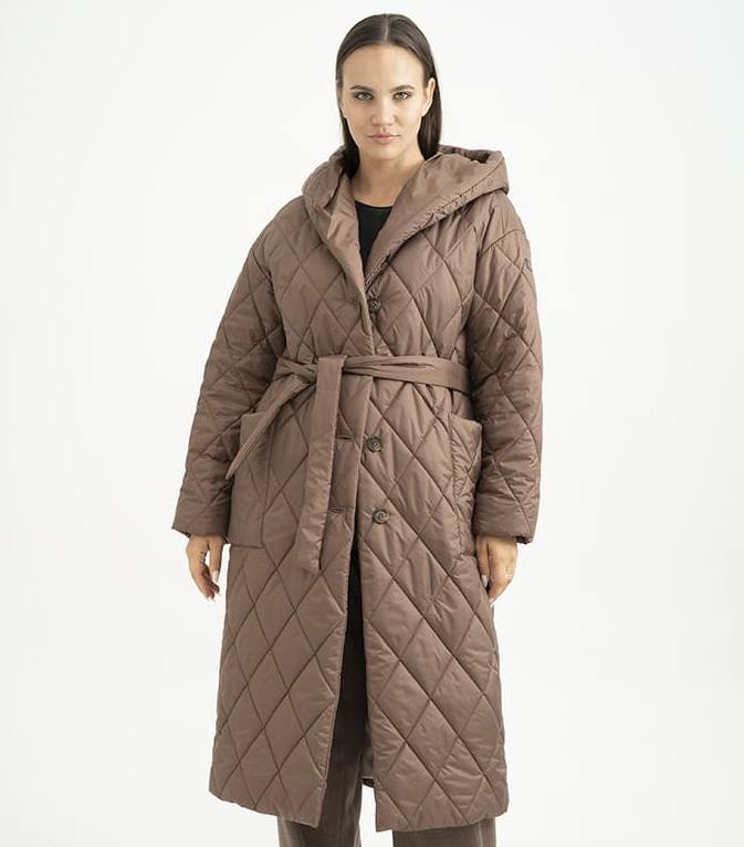 Демисезонное прямое пальто со съемным поясом, темно-бежевое